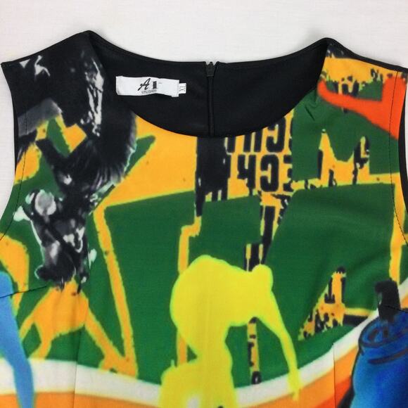 A1 Studios All Over Multicolor City Graphic Bodycon Streetwear Dress Junior XL - Picture 7 of 12